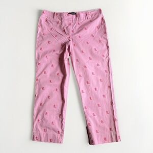 Talbots Signature Pink With Seahorse Embroidered Cropped Pants Sz 10